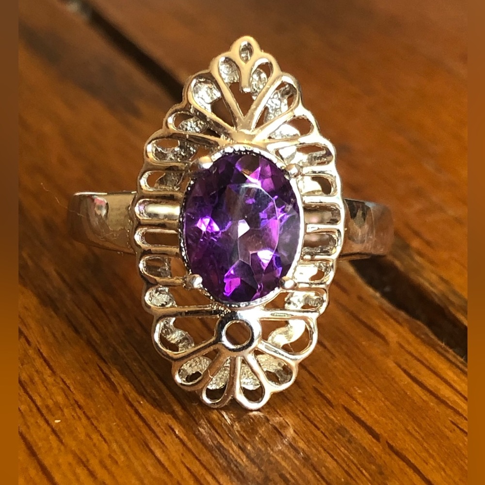 Amethyst ring sterling silver
